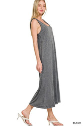 Zenana French Terry Twisted Strap Midi Dress OutfitFlow